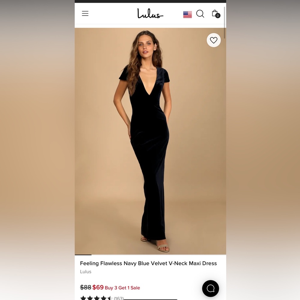 Velvet Navy Plunging Maxi Dress